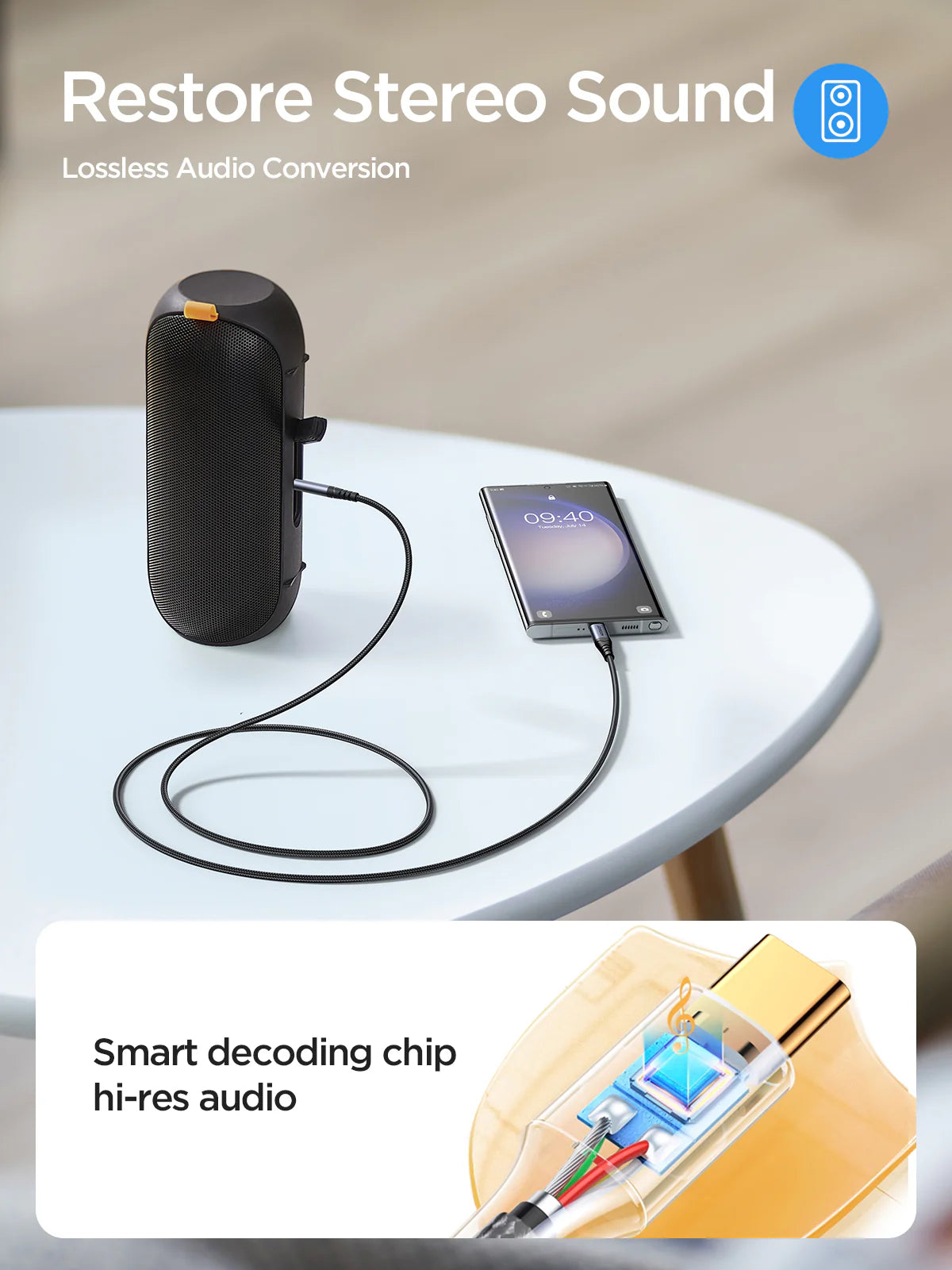 Audio-Transfer Series AUX Audio Cable 3.5 mm to type C