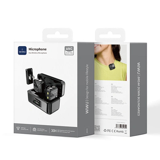 WiWU Wi-WM005 Bluetooth Lavalier Microphone with Apple and Type C Receiver for Video and Streaming