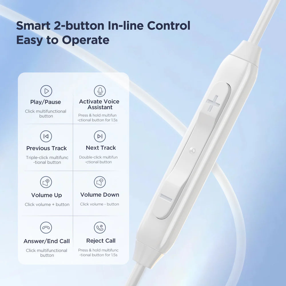 JOYROOM  TYPE-C Series Half In-Ear Wired Earphones-White