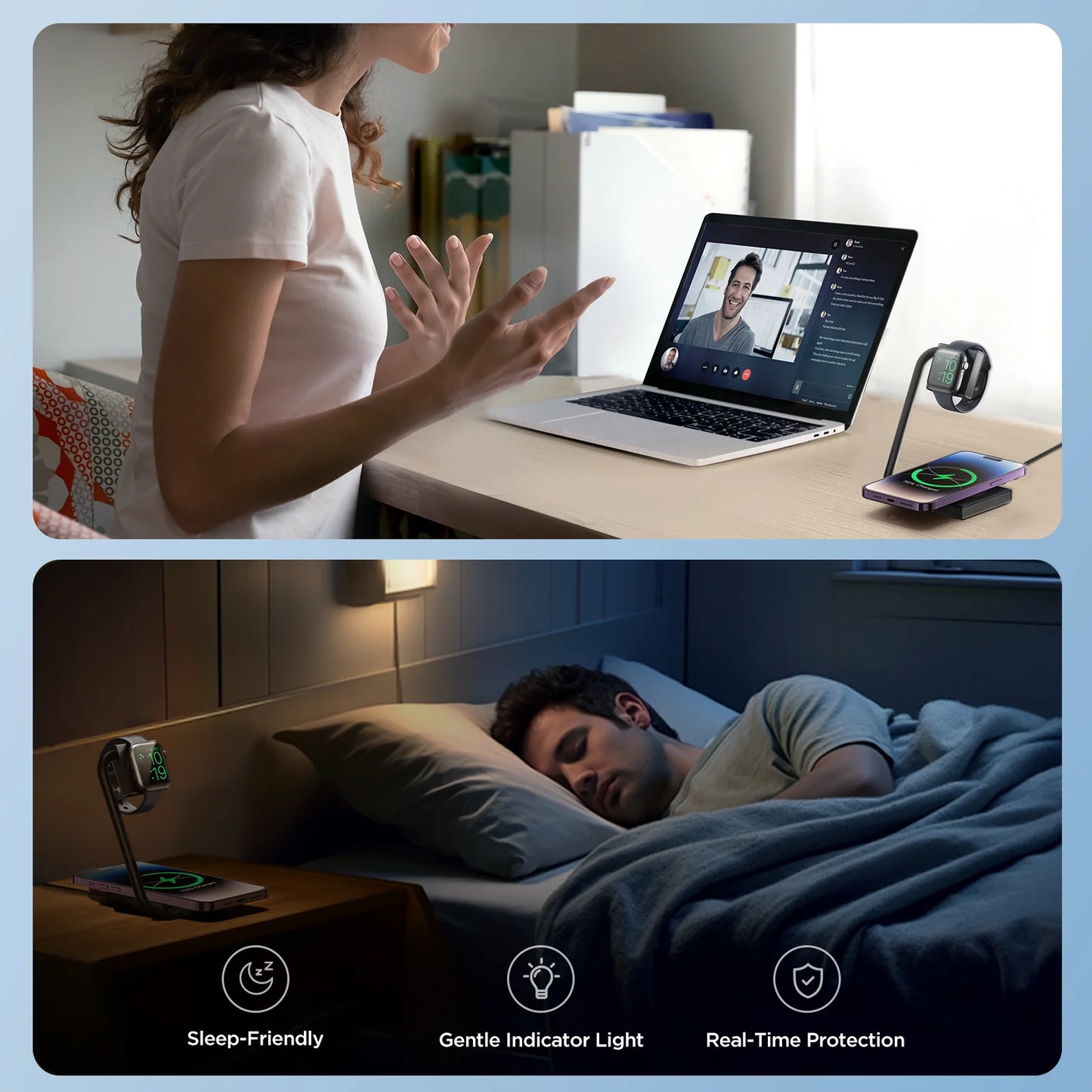 JOYROOM 2 in 1 Foldable Wireless Charger-Black