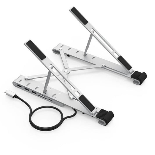 Choetech 7-in-1 USB-C To HDMI Hub Laptop Stand with PD Charging Silver