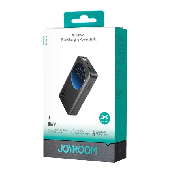 JOYROOM 30W Power Bank 10000mAh-Black With USB to Type-C Cable 0.25m-Black