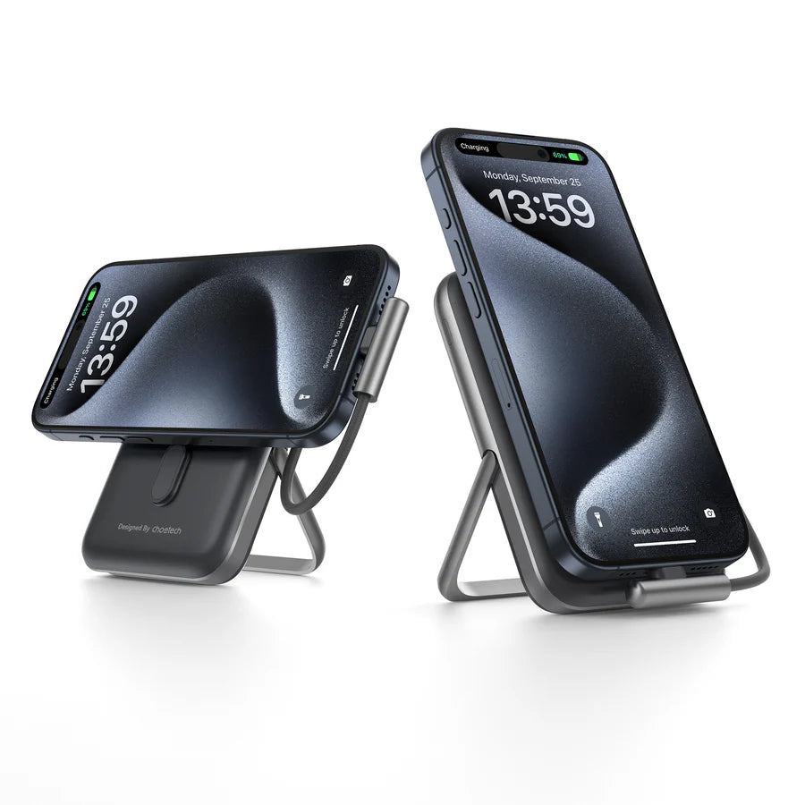 Choetech Powerbank with Bracket & USB-C Cable & Power Display Black