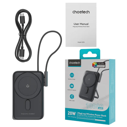 Choetech Powerbank with Bracket & USB-C Cable & Power Display Black