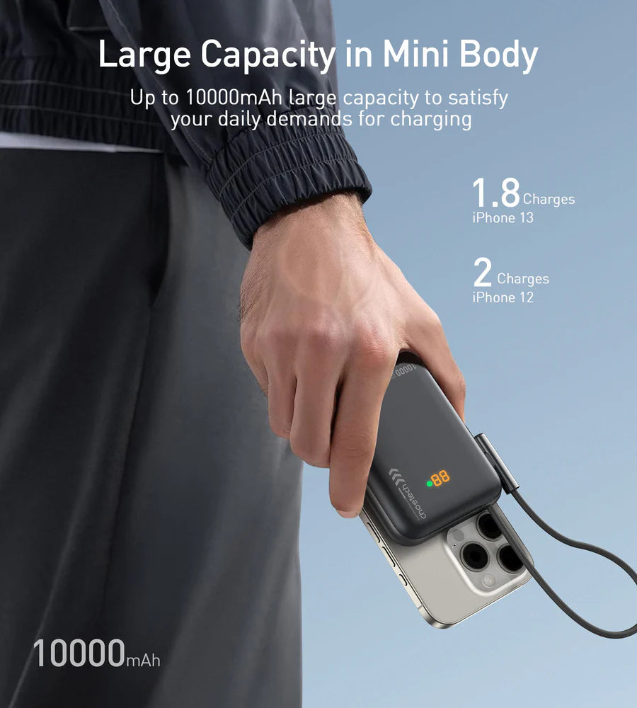 Choetech Powerbank with Bracket & USB-C Cable & Power Display Black