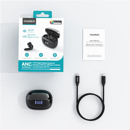 Choetech Headphone, Bluetooth Earbuds, Noise Cancelling, LED Display