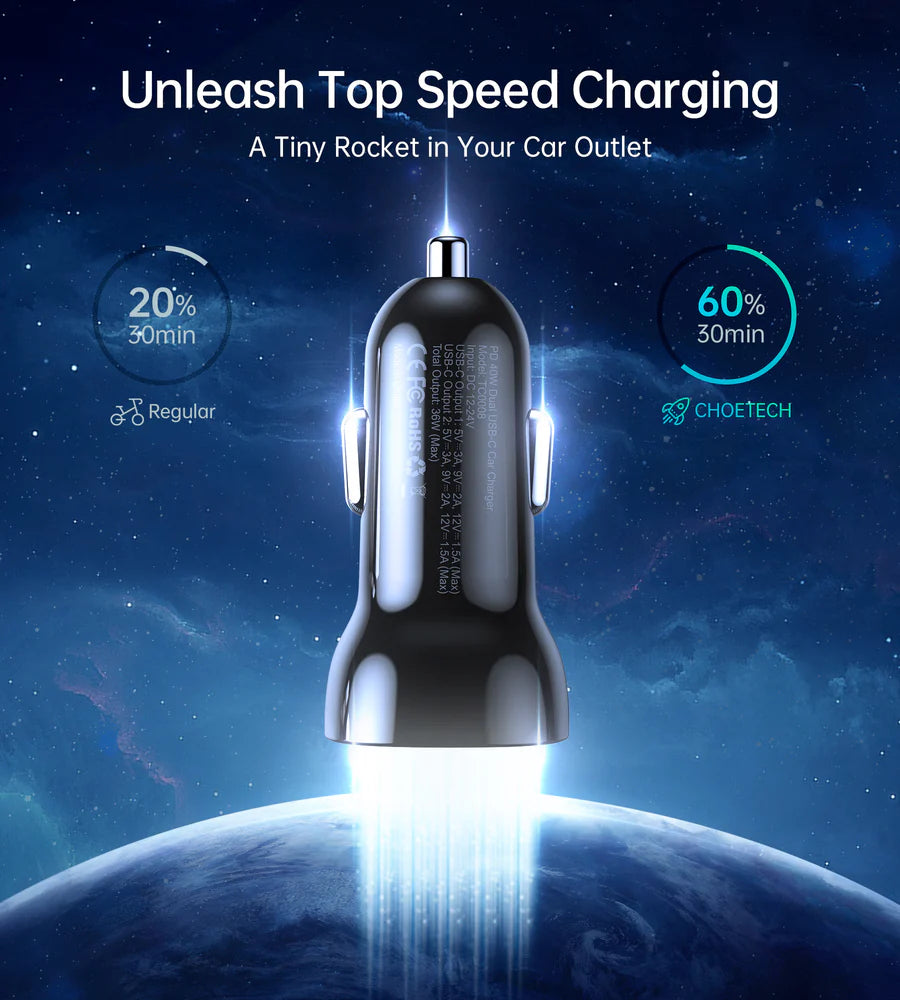 Choetech Type-C Fast Car Charger