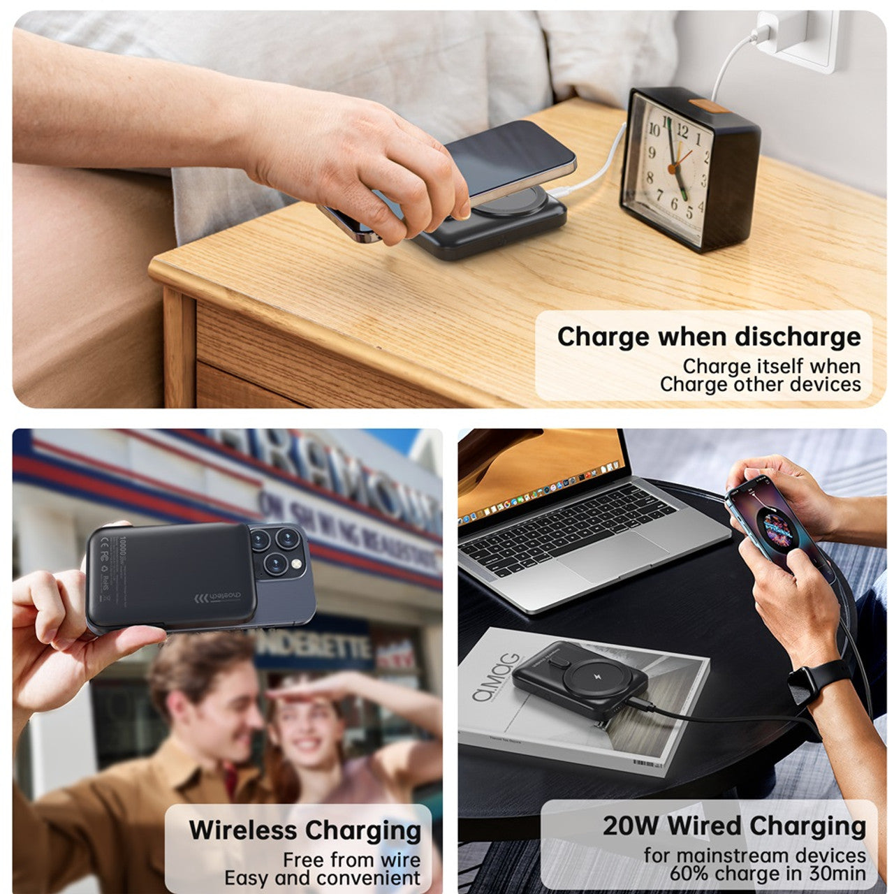 Choetech MagLeap Wireless Power Bank Black with Phone Holder