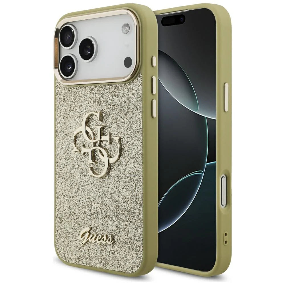 Guess PU Fixed Glitter Big 4G Metal Logo Case for iPhone 17 Pro Max