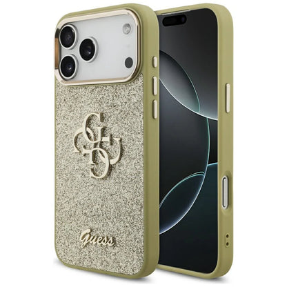 Guess PU Fixed Glitter Big 4G Metal Logo Case for iPhone 17 Pro Max
