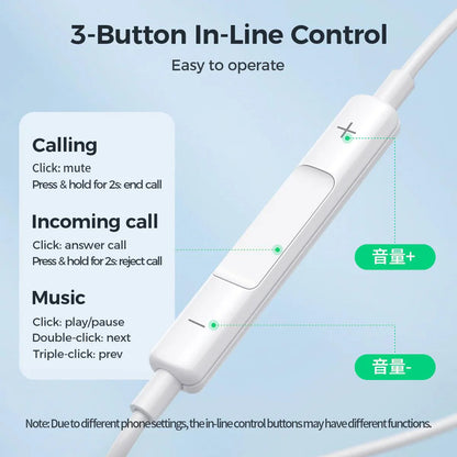 JOYROOM  Wired Series Half In-Ear Wired Earphones-White