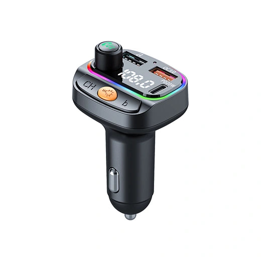 WiWU Wi-QC031 Bluetooth 5.3 Car FM Transmitter with RGB Lights & 38W Fast Charging