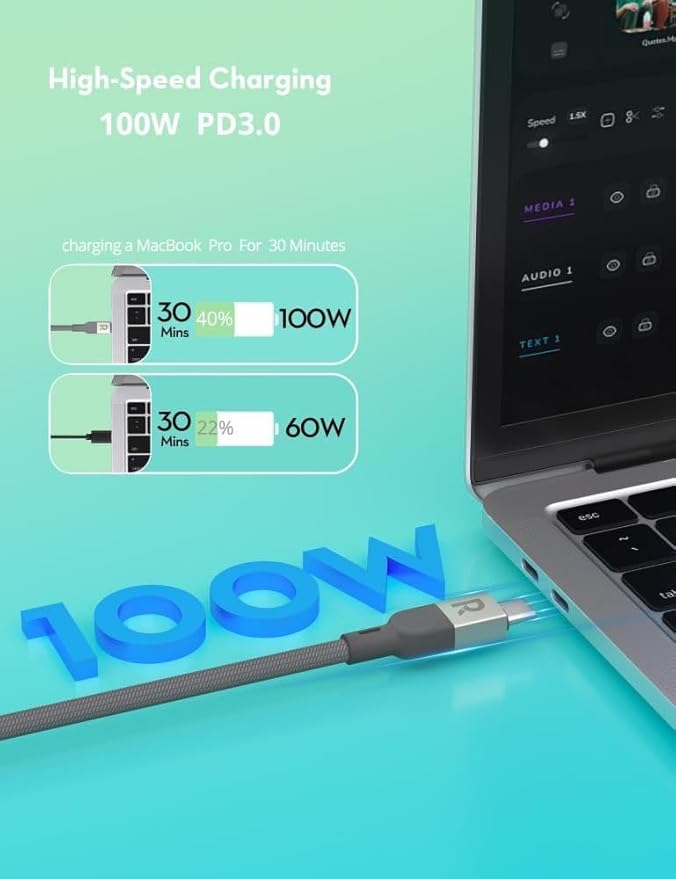 RAVPower 100W Magnetic USB-C to USB-C Fast Charging Cable