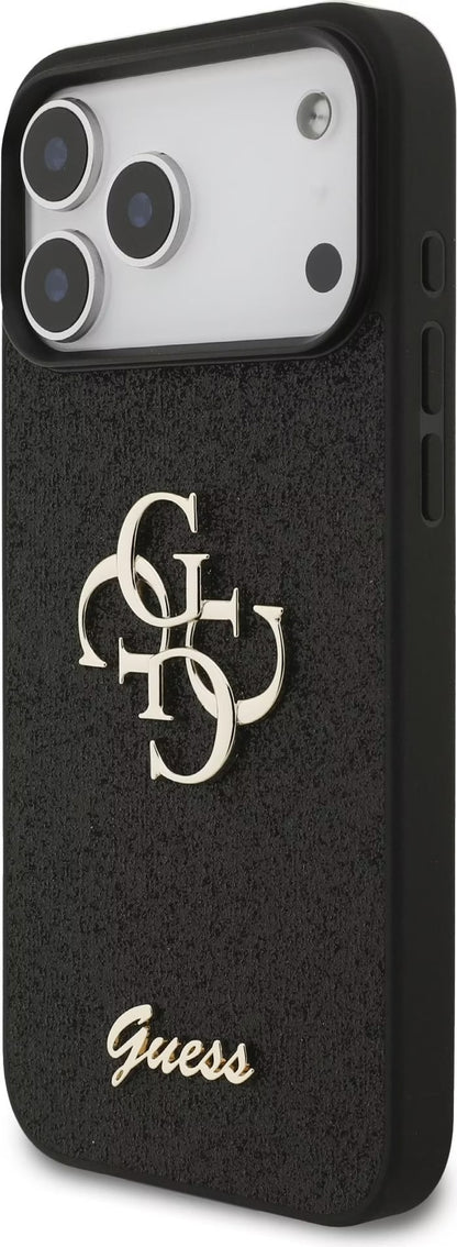 Guess PU Fixed Glitter Big 4G Metal Logo Case for iPhone 17 Pro Max