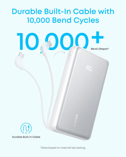 Anker Zolo Power Bank (20K, 22.5W, Built-In USB-C Cable)