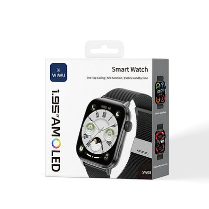 WiWU SW08 Smart Watch 1.92" AMOLED Curved Display | Bluetooth Calling | Health & Fitness Smartwatch