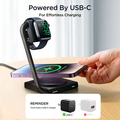 JOYROOM 2 in 1 Foldable Wireless Charger-Black