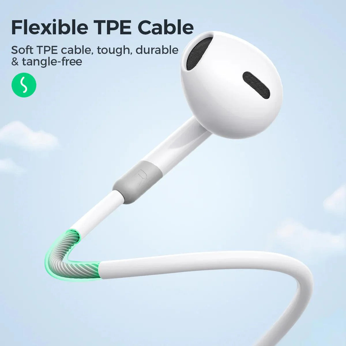 JOYROOM  Wired Series Half In-Ear Wired Earphones-White