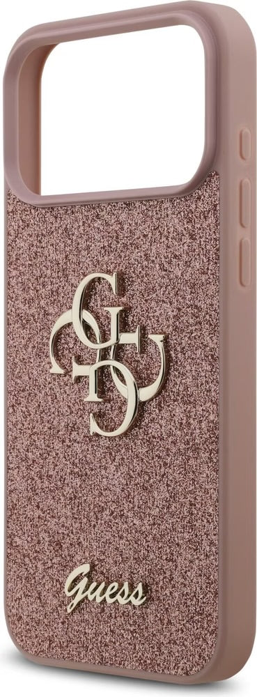 Guess PU Fixed Glitter Big 4G Metal Logo Case for iPhone 17 Pro Max