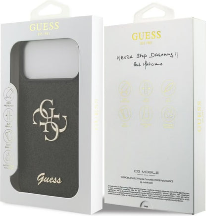 Guess PU Fixed Glitter Big 4G Metal Logo Case for iPhone 17 Pro Max