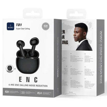 WiWU T31 ENC Wireless Earbuds Bluetooth 53 Headphones with 4 Mic