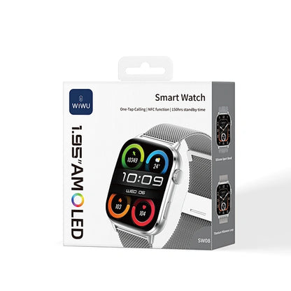 WiWU SW08 Smart Watch 1.92" AMOLED Curved Display | Bluetooth Calling | Health & Fitness Smartwatch