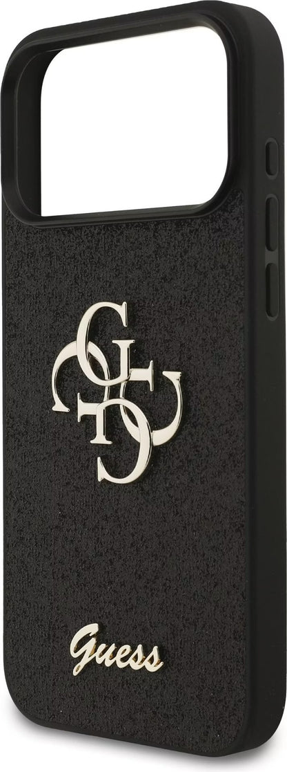 Guess PU Fixed Glitter Big 4G Metal Logo Case for iPhone 17 Pro Max