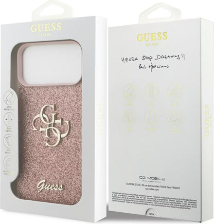 Guess PU Fixed Glitter Big 4G Metal Logo Case for iPhone 17 Pro Max