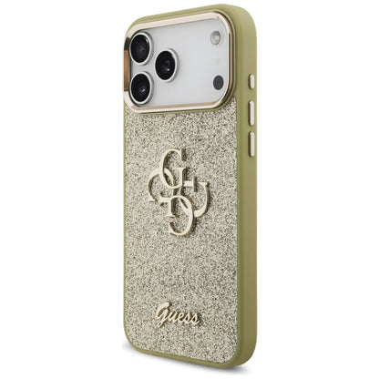 Guess PU Fixed Glitter Big 4G Metal Logo Case for iPhone 17 Pro Max