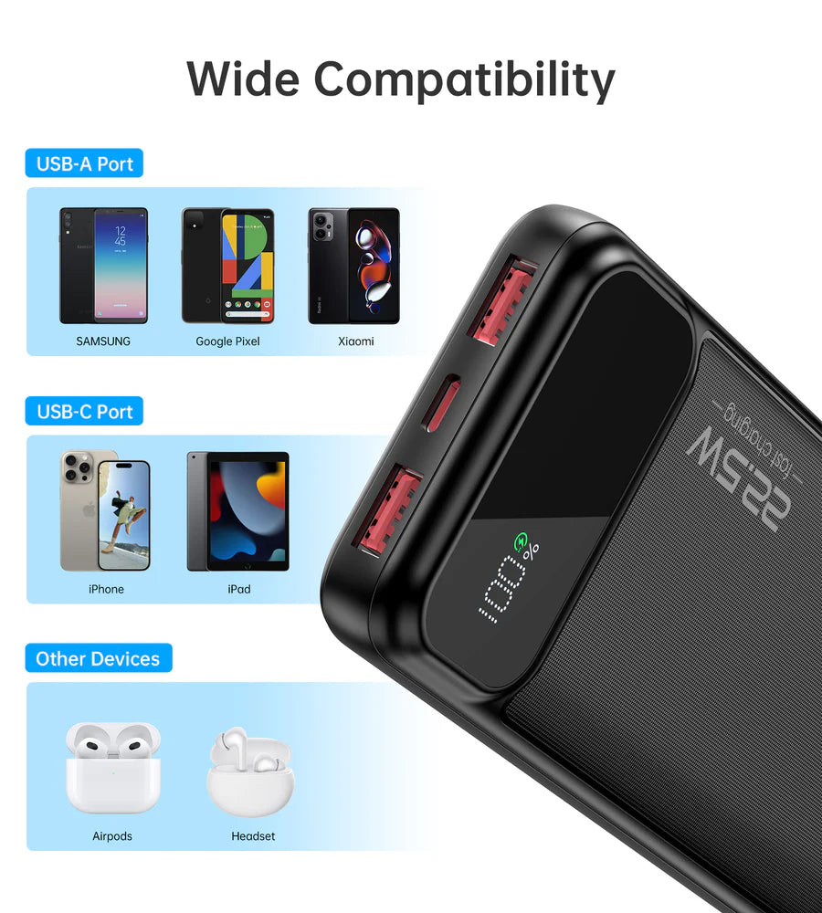 Choetech USB-A+Type-C Power bank 10000mAh Black