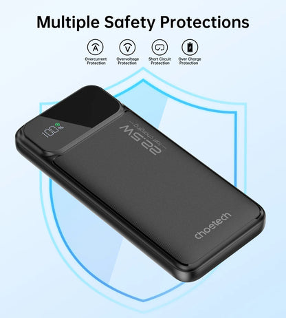 Choetech USB-A+Type-C Power bank 10000mAh Black