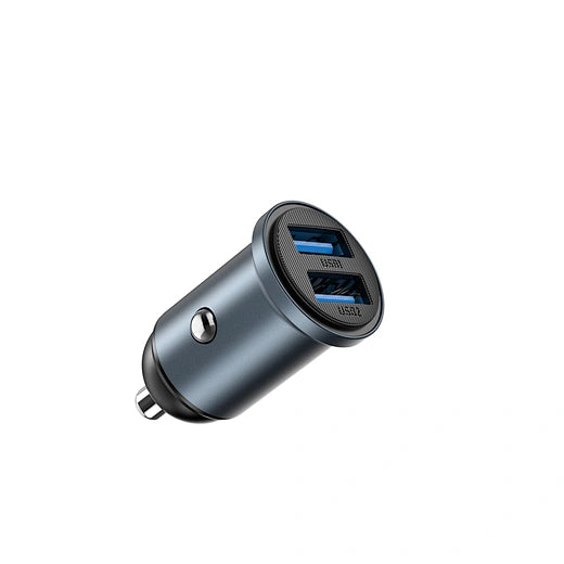 WiWU Wi‑CC031 Nano Lite 12W Dual USB Car Charger QC3.0 Fast Charging Compact Aluminum Alloy