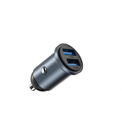 WiWU Wi‑CC031 Nano Lite 12W Dual USB Car Charger QC3.0 Fast Charging Compact Aluminum Alloy