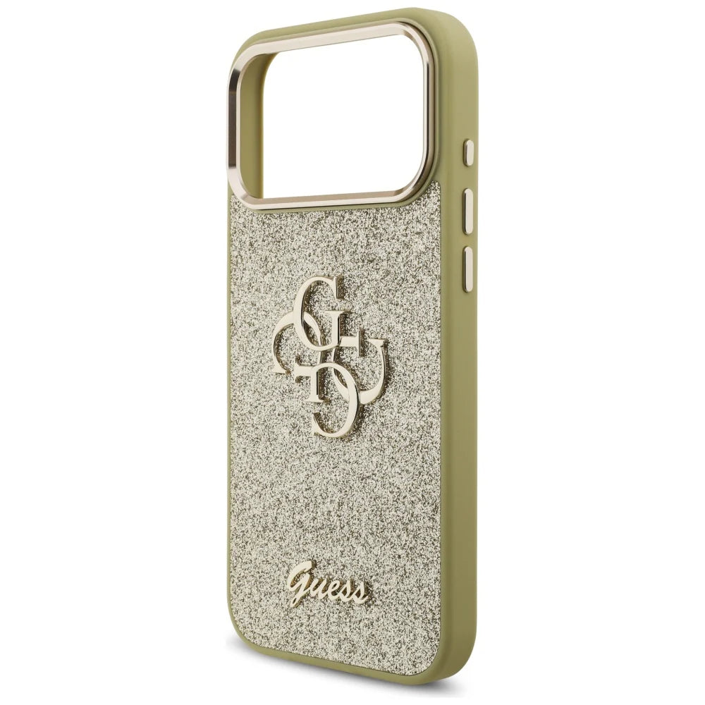 Guess PU Fixed Glitter Big 4G Metal Logo Case for iPhone 17 Pro Max