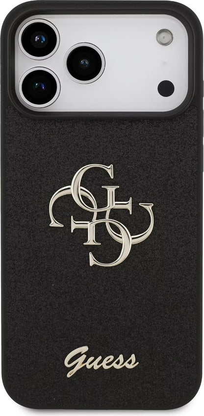 Guess PU Fixed Glitter Big 4G Metal Logo Case for iPhone 17 Pro Max