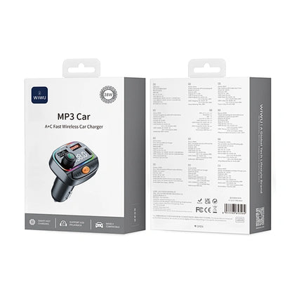 WiWU Wi-QC031 Bluetooth 5.3 Car FM Transmitter with RGB Lights & 38W Fast Charging