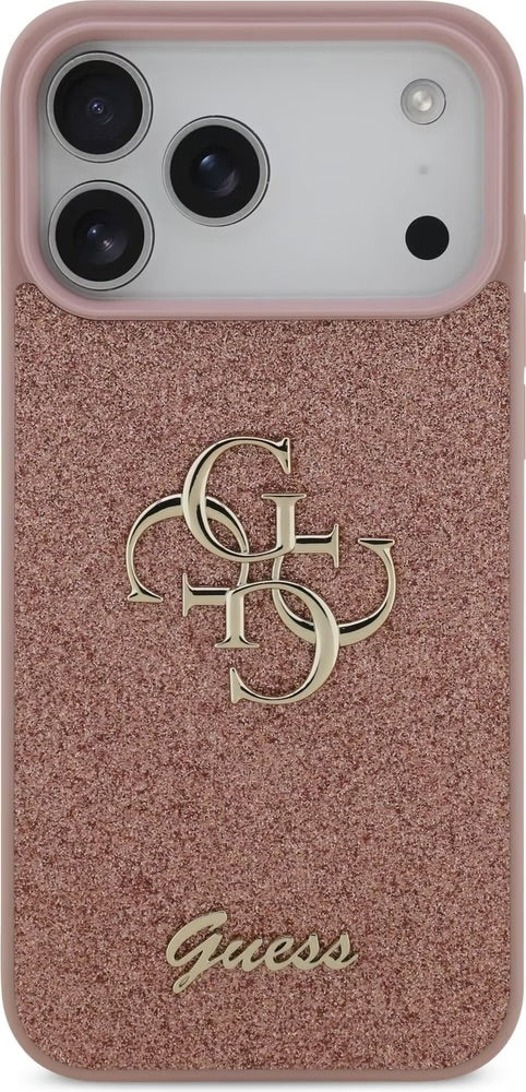 Guess PU Fixed Glitter Big 4G Metal Logo Case for iPhone 17 Pro Max