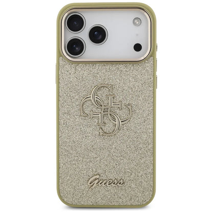 Guess PU Fixed Glitter Big 4G Metal Logo Case for iPhone 17 Pro Max