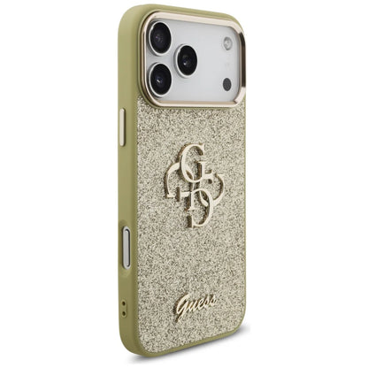 Guess PU Fixed Glitter Big 4G Metal Logo Case for iPhone 17 Pro Max