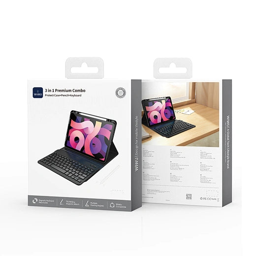 WiWU MK-006 3-in-1 iPad Keyboard Case with Stylus, Trackpad & Magnetic Cover