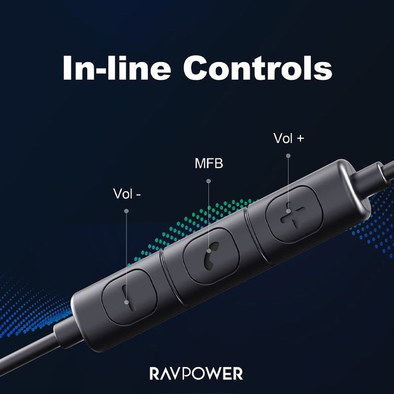 RAVPower Stereo Wired Earphone With Type-C Connector