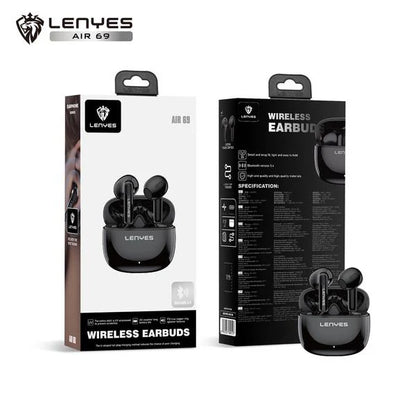 Lenyes Air 69 Wireless Earbuds – ANC, Dual Mic, 20H Battery Black
