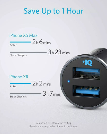 Anker Car Charger, Mini 30W Metal Dual USB Car Charger, PowerDrive 2 Alloy