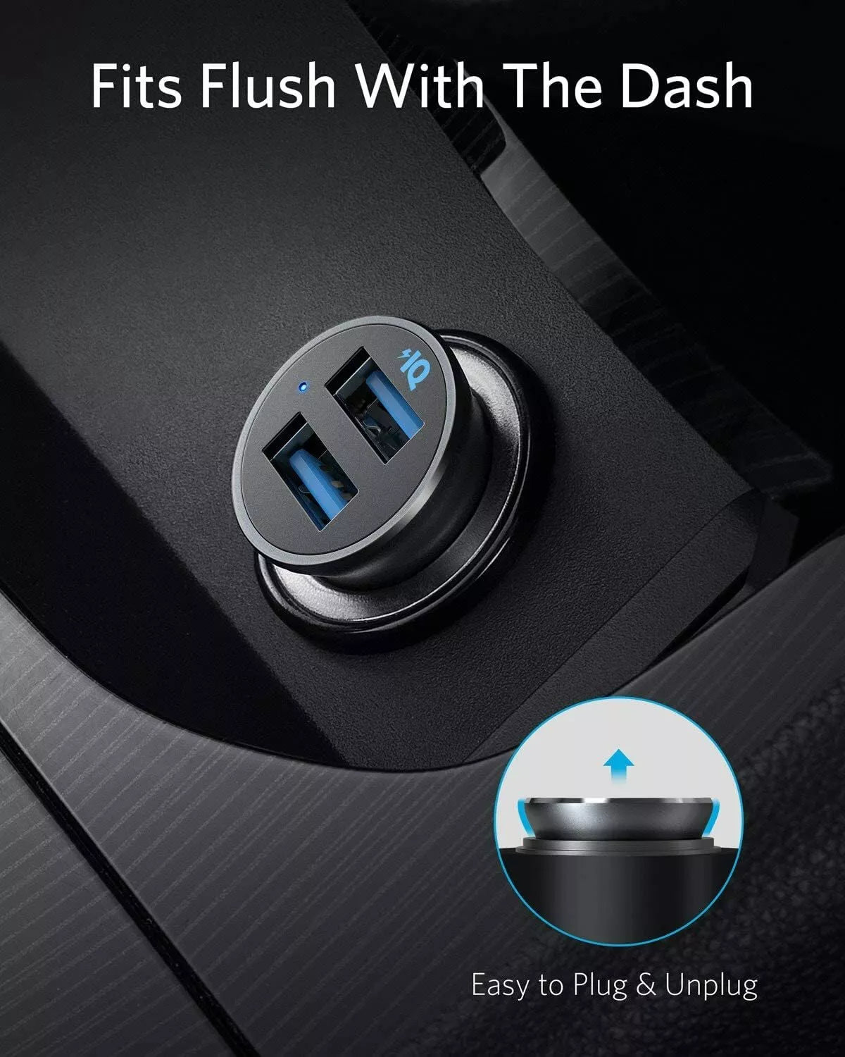 Anker Car Charger, Mini 30W Metal Dual USB Car Charger, PowerDrive 2 Alloy