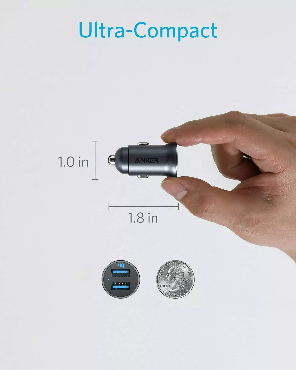 Anker Car Charger, Mini 30W Metal Dual USB Car Charger, PowerDrive 2 Alloy