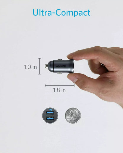 Anker Car Charger, Mini 30W Metal Dual USB Car Charger, PowerDrive 2 Alloy
